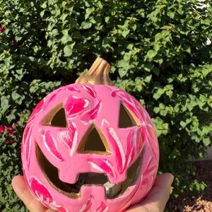 Lilly Pulitzer Inspired Hand Painted Jack-O'-Lantern